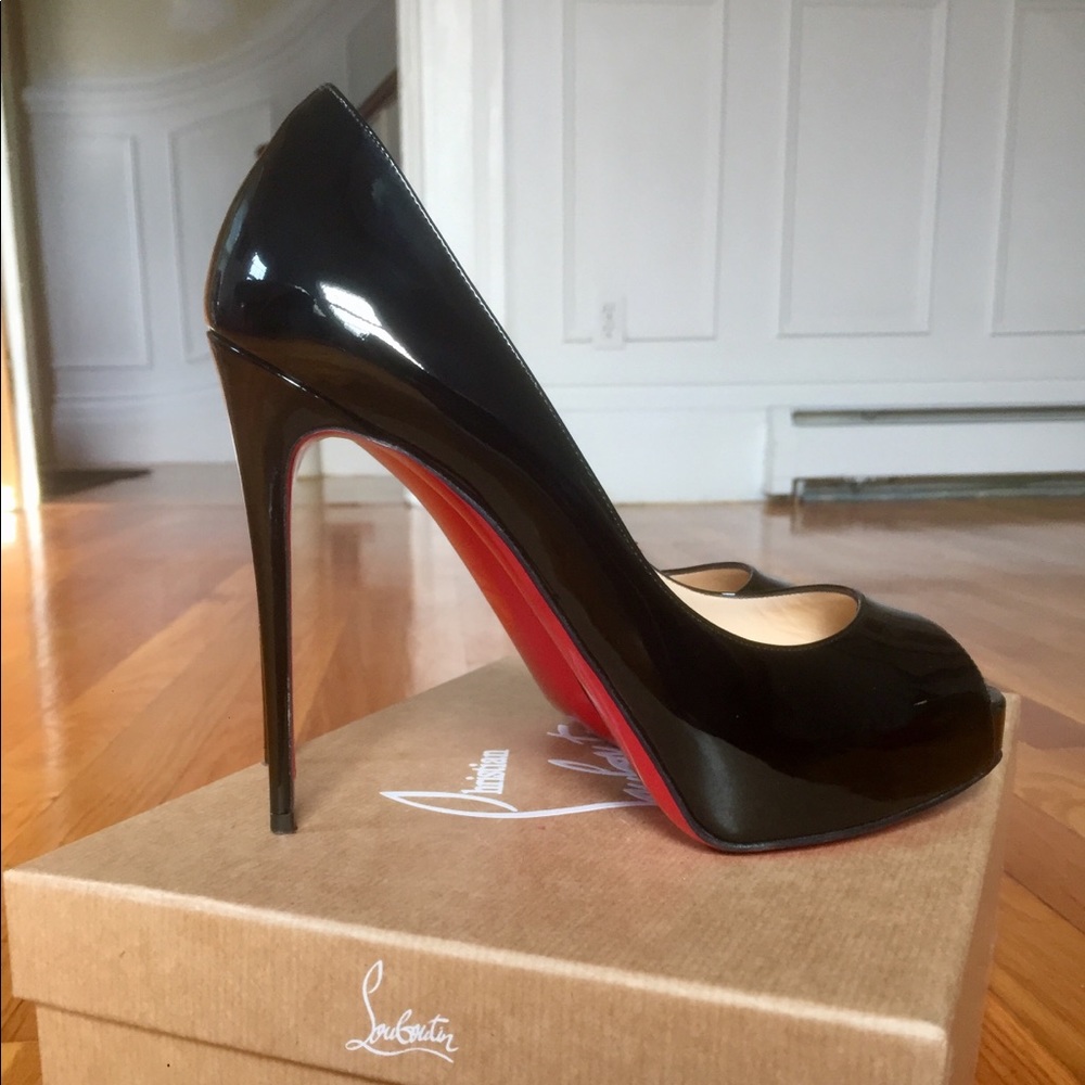 Christian Louboutin - Black Patent Peep Toes Heels